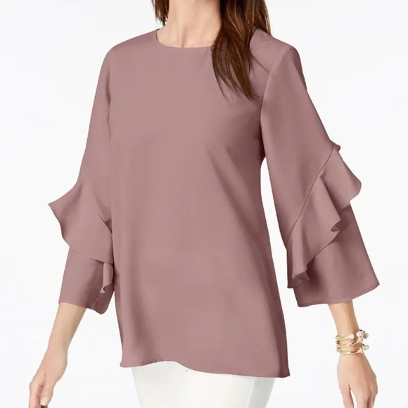 Alfani Ruffled-Sleeves Zip-Back Top Size Small - Picture 1 of 8